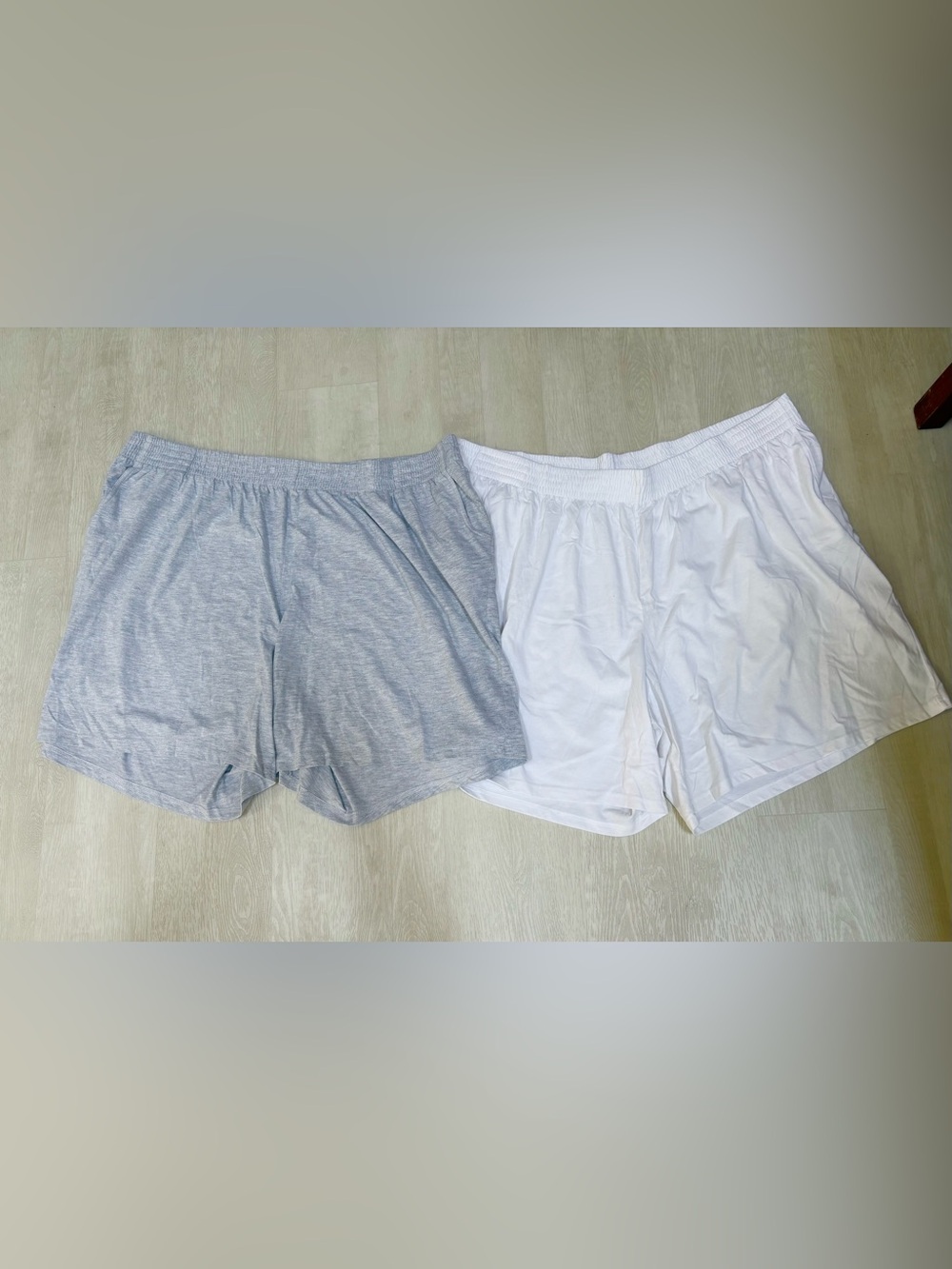 Woman Within Light Gray and White Cotton Blend Shorts